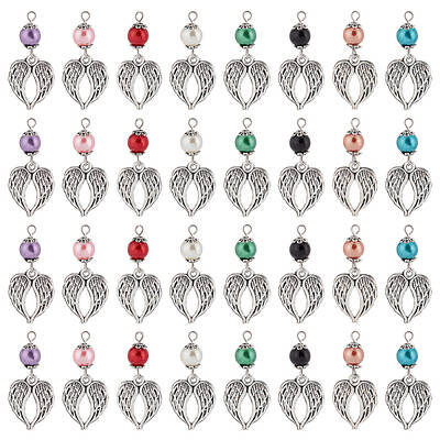 32Pcs 8 Colors Tibetan Style Alloy Pendants