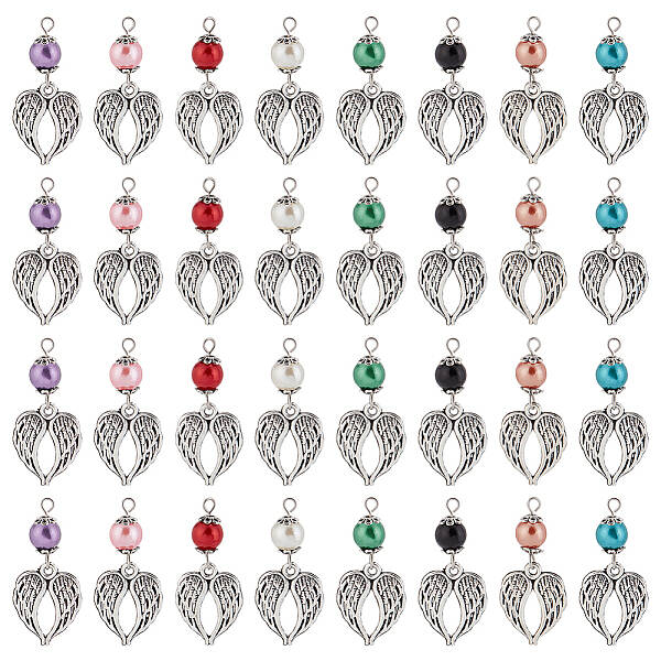 32Pcs 8 Colors Tibetan Style Alloy Pendants