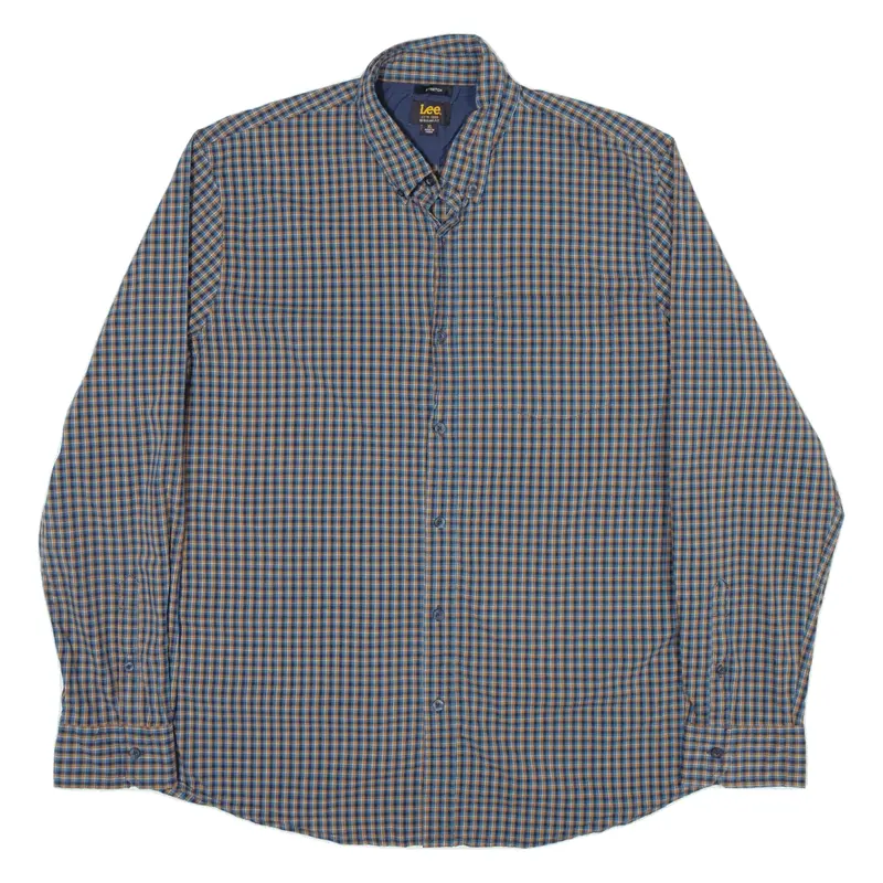LEE Stretch Shirt Blue Check Long Sleeve Mens XL