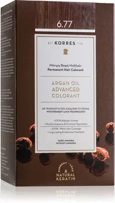 Korres Argan Oil permanent hair dye with argan oil color 6.77 Gianduja