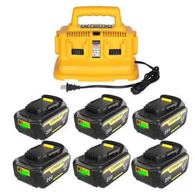Reacell Replacement for DeWalt 20V MAX Battery Charger Combo , 6-Ports Multi Charger Station Compatible with DeWalt 20V/60V F...