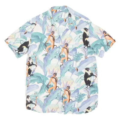 Mens Shirt Blue Crazy Pattern S