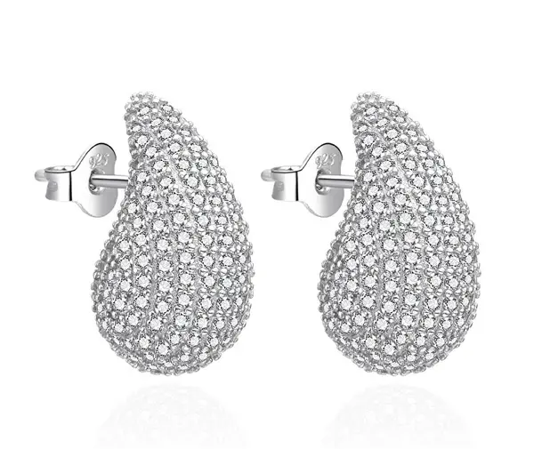 Agato Dazzling Earrings IN Silver with Zirconia Tear Drop AGT-E147PW