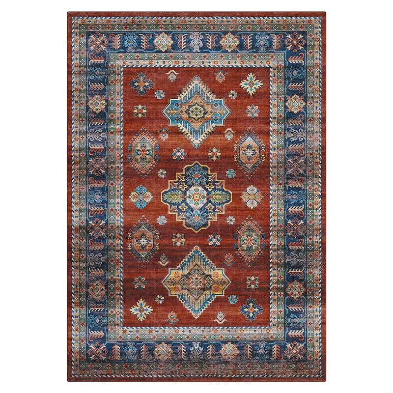 Garvee Large Living Room Rug 9x12 Washable Rug Vintage Rug Non-Slip Indoor Floor Carpet Stain Resistant Boho Accent Rug Trand...