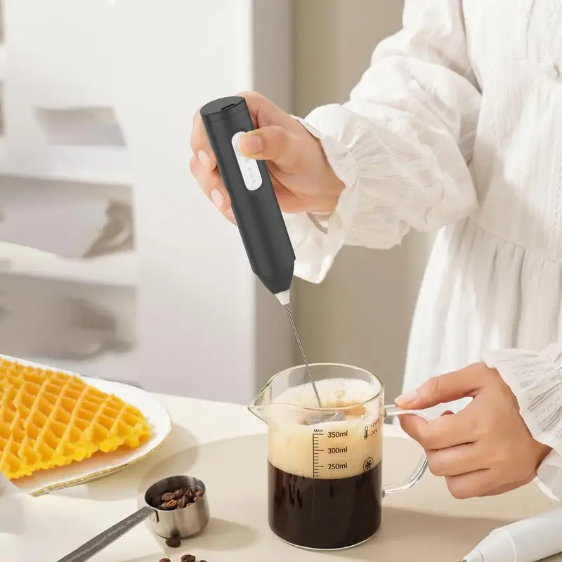 USB Rechargeable Coffee Frother, 1 Count Handheld Electric Milk Frother, Drink Mixer for Coffee, Milk, Lattes, Cappuccino, Fr...
