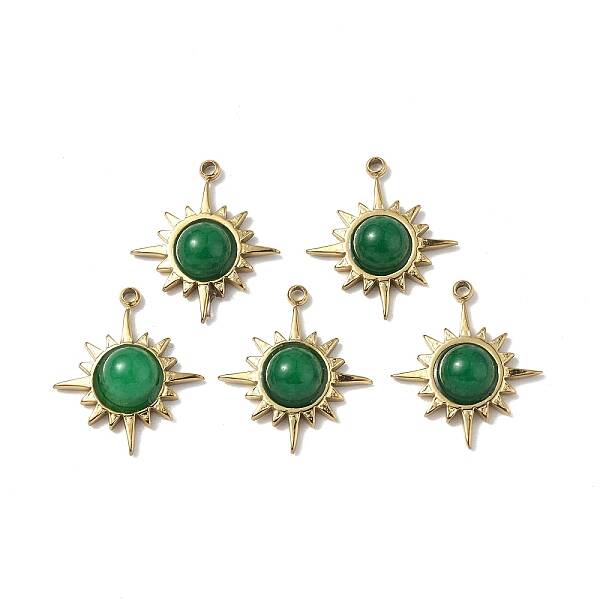 PVD Vacuum Plating 201 Stainless Steel Natural Malaysia Jade Charms