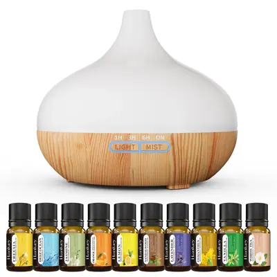 500ML Essential Oil Diffuser, Ultrasonic Aromatherapy Diffuser Mist Humidifier with 14 Color Lights, Auto Shut-Off for Office...