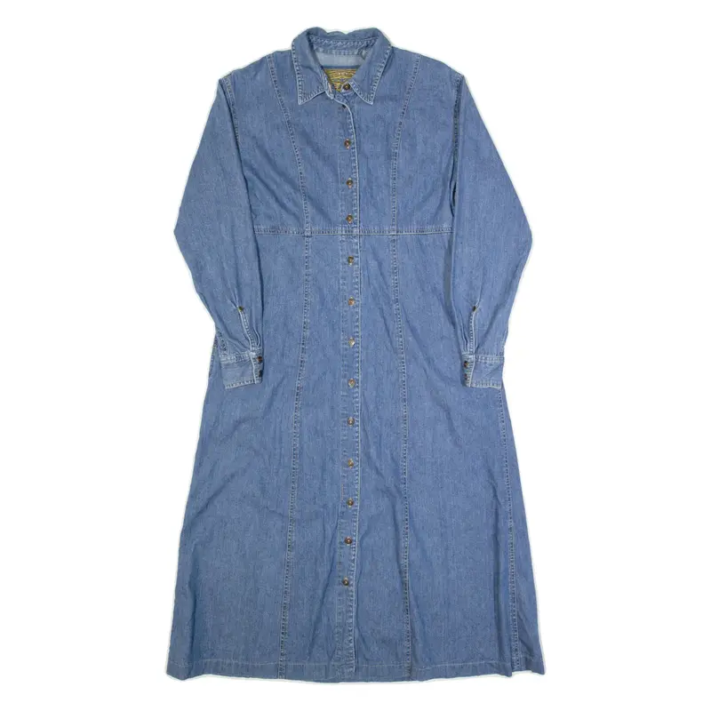 LIZ CLAIRBORNE Womens Day Dress Blue Denim Long Sleeve Long S