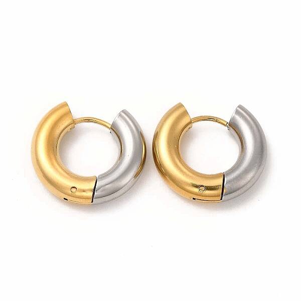Two Tone 303 Stainless Steel Huggie Hoop Earrings for Women