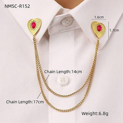 304 Stainless Steel & Dyed Stone Heart Hanging Chain Brooch
