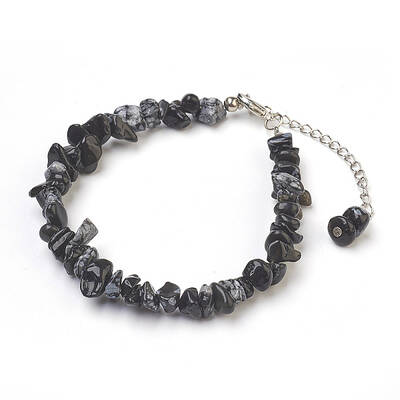 Natural Snowflake Obsidian Chip Beads Anklets