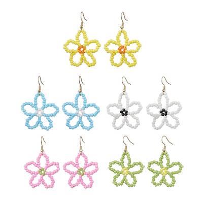 Flower Glass Beaded Dangle Earrings