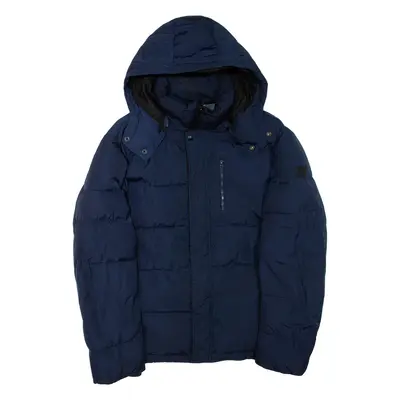 WRANGLER Mens Puffer Jacket Blue Hooded XL