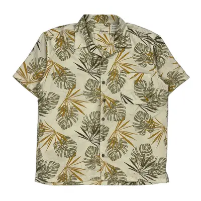 Tropical Print Penmans Hawaiian Shirt - Medium Cream Polyester