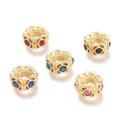 Brass Micro Pave Cubic Zirconia Beads
