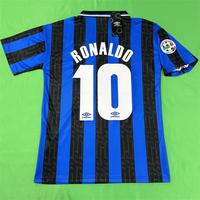 UMBRO 97/98 Inter Milan Home Serie A Short Sleeve Top No.10 Ronaldo Luiz Vintage Soccer Jerseys