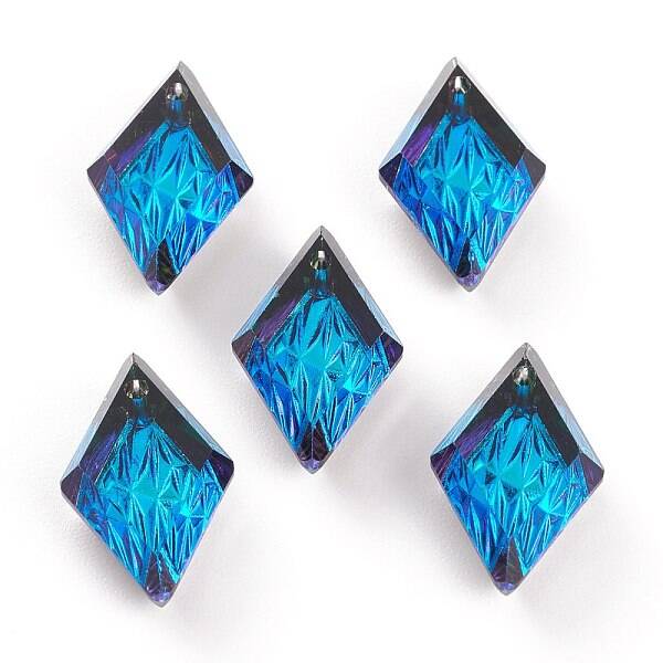 Embossed Glass Rhinestone Pendants