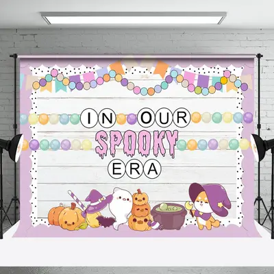 Aperturee Purple In Our Spooky Era Wooden Halloween Backdrop - Aperturee