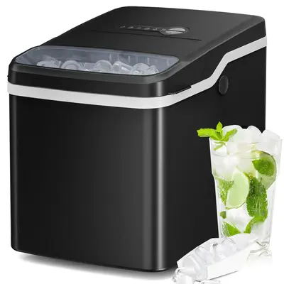 Ice Maker Countertop with Auto-Cleaning, 26Lbs/24Hrs, 9 Cubes in 6 Mins, One-Click Button, 2 Sizes of Bullet Ice, Energy Savi...