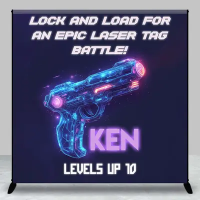 Aperturee Laser Tag Games Custom Name 10th Birthday Backdrop - Aperturee