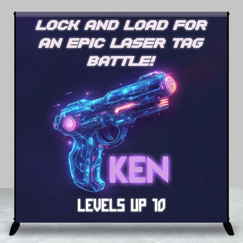 Aperturee Laser Tag Games Custom Name 10th Birthday Backdrop - Aperturee