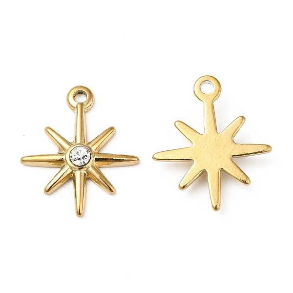 PVD Vacuum Plating 201 Stainless Steel with Rhinestone Pendants