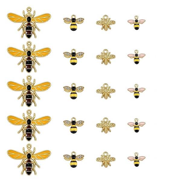 20Pcs 4 Style Alloy Rhinestone Pendants