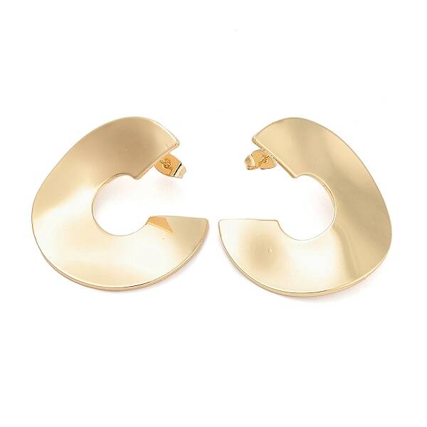 Brass C-Shaped Stud Earrings