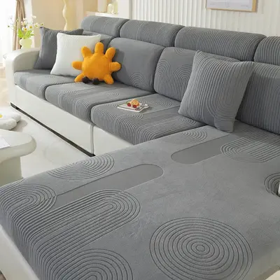 Solid Color Sofa Seat Cover, Elastic Sofa Seat Cushion Cover, Dustproof Sofa Seat Cover for Home Living Room, Vanity Decor Co...