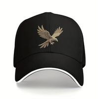 Eagle Print Black Baseball Cap, 100% Cotton Unisex Trucker Hat, Vintage Summer Sun Protection, Running Outdoor Casual Hip Hop...