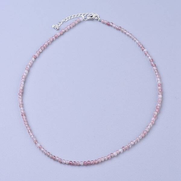 Natural Strawberry Quartz Beaded Necklaces