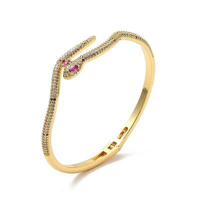 Cubic Zirconia Snake Open Cuff Bangle