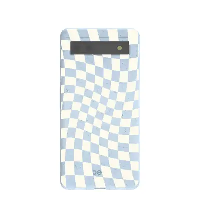 Powder Blue Warped Checkers Google Pixel 6a Case