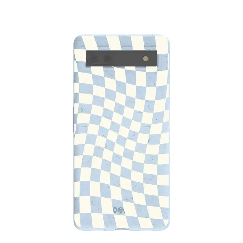 Powder Blue Warped Checkers Google Pixel 6a Case