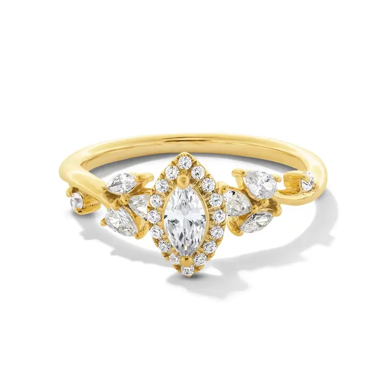 14K Gold 0.75 to 3.25 CT. T.W Marquise Shaped Lab Created Diamond Engagement Ring D VVS1-VS1 Clarity 3EX IGI Certified