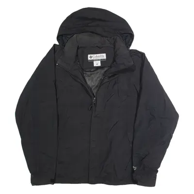 COLUMBIA Mens Rain Jacket Black Hooded XL