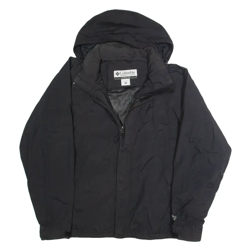 COLUMBIA Mens Rain Jacket Black Hooded XL