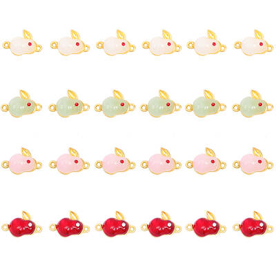 24Pcs 4 Styles Glass Alloy Connector Charms