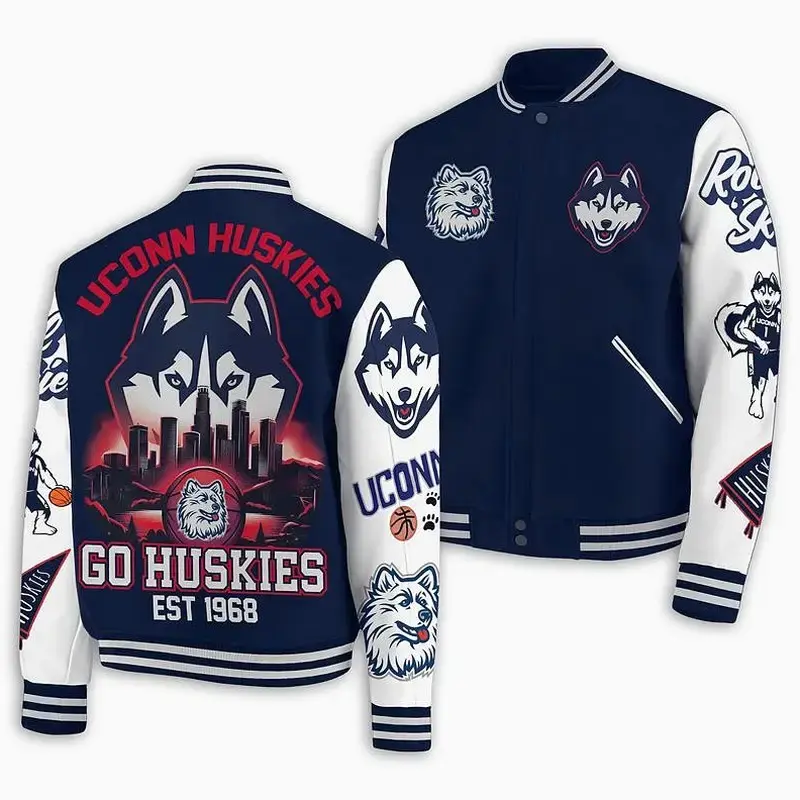 New Huskies Bomber Baseball Jacket, College University Varsity Jacket, Sport Shirt, Comfortable Unisex Bomber, Trendy Outfit,...