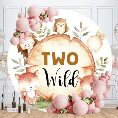 Aperturee Round Elephant Family Happy Birthday Backdrop | Happy Birthday Round Backdrop Cover | Birthday Backdrop Ideas | Rou...