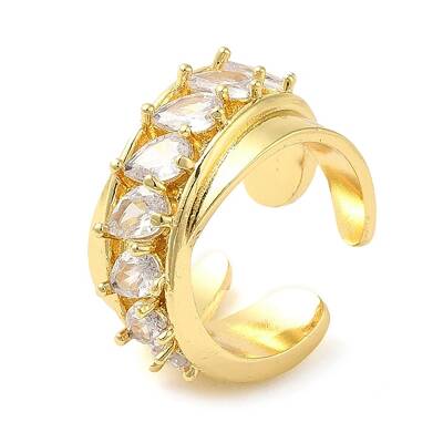Brass Micro Pave Cubic Zirconia Cuff Rings