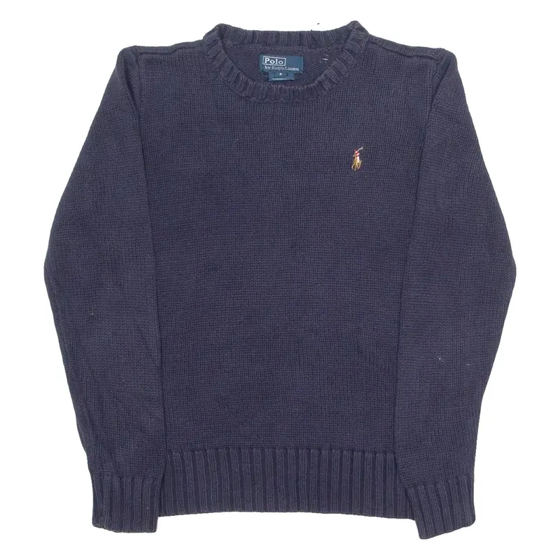 POLO RALPH LAUREN Boys Jumper Blue Crew Neck Tight Knit S