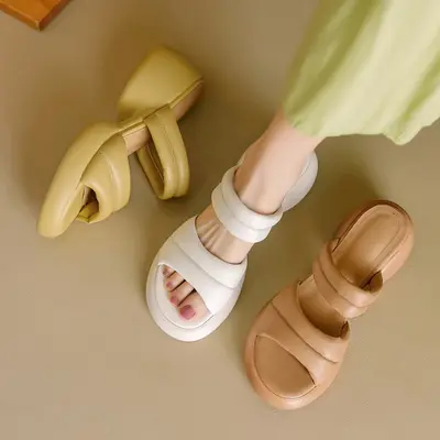 CHIKO Latia Open Toe Block Heels Slides Sandals