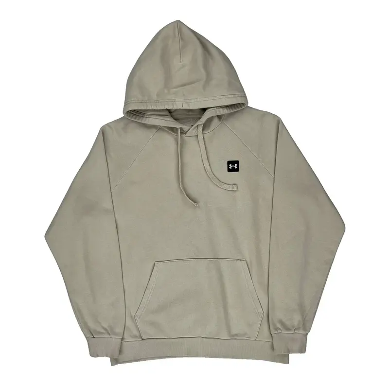 Loose Fit Under Armour Hoodie - Large Beige Cotton Blend