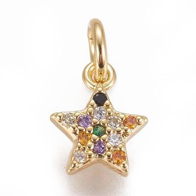 Brass Micro Pave Cubic Zirconia Charms