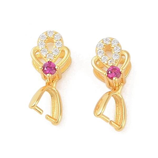 925 Sterling Silver Micro Pave Cubic Zirconia Peg Bails Pendants