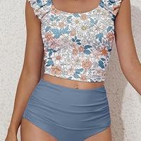 Eomenie Tankini Swimsuits for Women Ruched Tummy Control Bathing Suit Two Piece Swim Tank Top with High Waisted Bottom Outdoo...