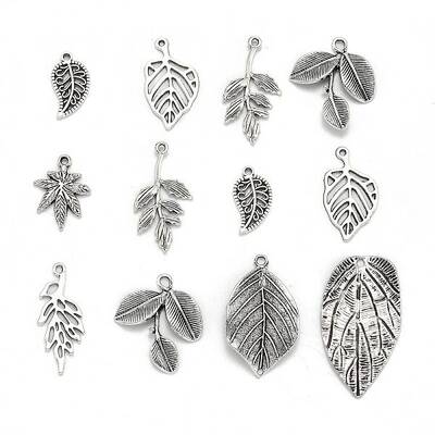 Mixed Style Tibetan Style Alloy Leaf Pendants