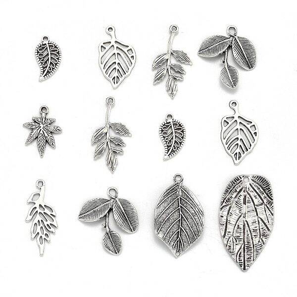 Mixed Style Tibetan Style Alloy Leaf Pendants