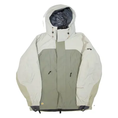 COLUMBIA Mens Ski Jacket Beige Nylon Hooded Colourblock M